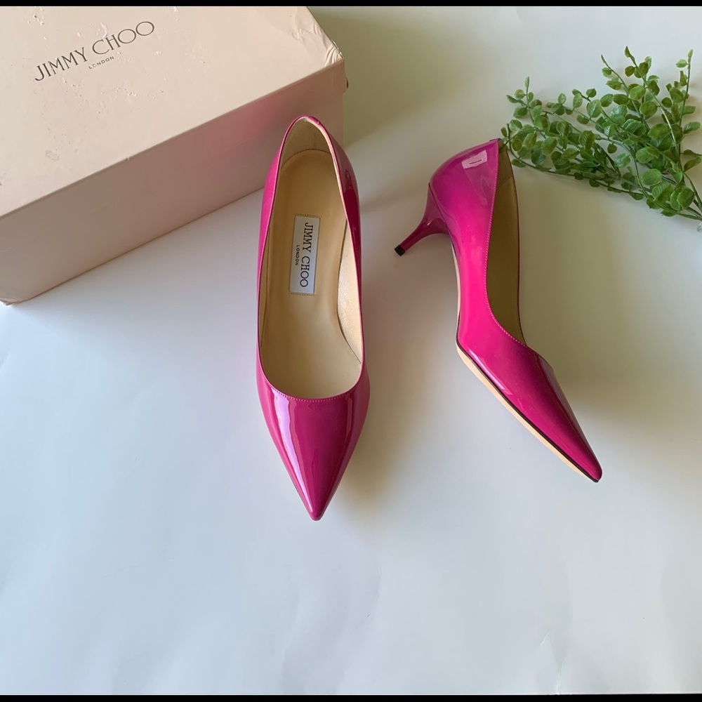 SOLD Jimmy Choo Pink Patent Leather Heels - Picture 1 of 14